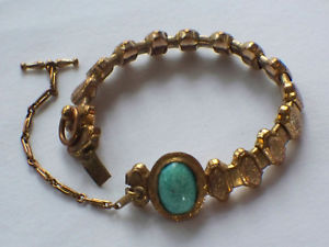 【送料無料】ブレスレット　アクセサリ―　アンティークガラスレディースフラワーデザインブレスレットantique turquiose blue glass ladies flower design bracelet
