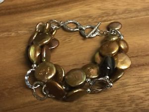 【送料無料】ブレスレット　アクセサリ―　ブロンズコインパールスモーキークオーツスターリングシルバーブレスレットsilpada bronze coin pearl, smoky quartz, sterling silver bracelet b1850