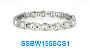 【送料無料】ブレスレット　アクセサリ&mdash;　シルバークリアテニスステンレススチールリンクブレスレットsilver clear crystals women tennis magnetic stainless steel link bracelet｜hokushin