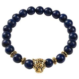【送料無料】ブレスレット アクセサリ— ラピスラズリサイズゴールドmens gemstone leopard dark navy blue lapis lazuli one size boxed gift gold|hokushin