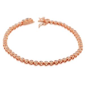【送料無料】ブレスレット　アクセサリ―　ｋローズゴールドスターリングシルバーテニスブレスレット18k rose gold sterling silver bezelset white crystals cz womens tennis bracelet