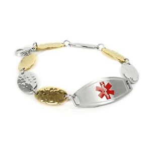 【送料無料】ブレスレット　アクセサリ―　カスタマイズブレスレットゴールドトーンスチールmyiddr customized medical id bracelet with free engraving, 15cm gold tone steel 16,546円