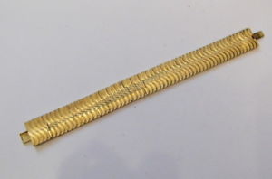 【送料無料】ブレスレット　アクセサリ&mdash;　フランスヴィンテージブレスレットフラットvintage old gold plated bracelet galv zrc made in france, flat streaked, no ls1428｜hokushin