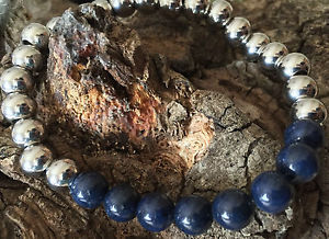 【送料無料】ブレスレット　アクセサリ―　スターリング925 8mmブレスレットクリスタル8natural blue lapis lazuli sterling silver 925 8mm bracelet crystal healing 8