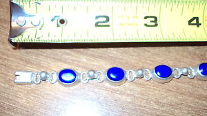 【送料無料】ブレスレット　アクセサリ―　スターリングシルバーブレスレットsilver sterling oval blue stone bracelet nice pre owned