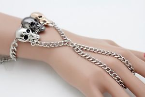 絶対一番安い 楽天市場 送料無料 ブレスレット アクセサリ ブレスレットゴシックwomen Skull Bracelet Gothic Fashion Hand Chains Slave Ring Silver Metal Biker Hokushin 楽天1位 Zlsb Zls Go Tz