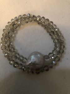 【送料無料】ブレスレット　アクセサリ―　パールクリスタルダブルラップブレスレットpearl and crystal double wrap bracelet