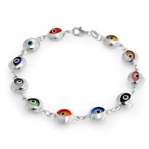 【送料無料】ブレスレット　アクセサリ―　スターリングシルバーマルチカラーブレスレットインチ925 sterling silver multicolor evil eye bracelet 75 inch