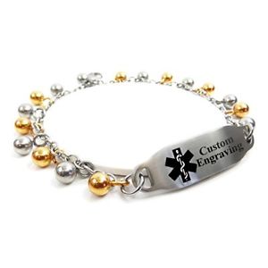 【送料無料】ブレスレット　アクセサリ―　ブレスレットスチールドロップmyiddr womens medical id bracelet with engraving 316l 2mm steel drops
