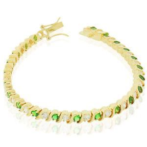 【送料無料】ブレスレット　アクセサリ―　スターリングシルバークリアラウンドリンクテニスブレスレット925 sterling silver clear green emeraldtone round cz slink tennis bracelet, 7