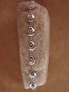 【送料無料】ブレスレット　アクセサリ&mdash;　ナバホターコイズブレスレットアルジェントスターリングnavajo indien turquoise ours patte bracelet lien argent sterling bb0086｜hokushin
