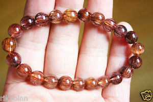【送料無料】ブレスレット　アクセサリ―　ブラジルルチルブレスレット89mm aaa genuine natural brazil copper rutilated quartz crystal bracelet