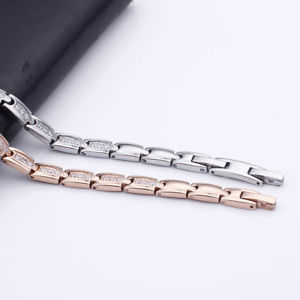 【送料無料】ブレスレット　アクセサリ―　シルバーローズゴールドゲルマニウムブレスレットステンレススチールsilver rose gold germanium stone lovers bracelet wristhand stainless steel cz 17,235円