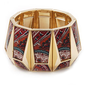 【送料無料】ブレスレット アクセサリ— ワイドフレックスブレスレットwide goldtone geometric flex bracelet up to 18cm length|hokushin