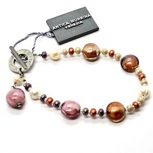 【送料無料】ブレスレット アクセサリ― ブレスレットベネチアムラノガラスベージュパープルbracelet antica murrina venezia with murano glass beige and purple br818a33