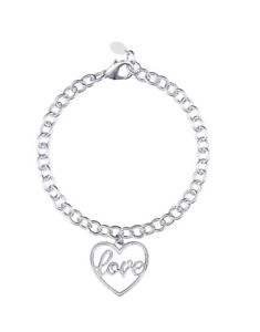 【送料無料】ブレスレット　アクセサリ―　シルバージルコンペンダントブレスレットmabina bracelet in silver 925 and zircon pendant heart 533241 love