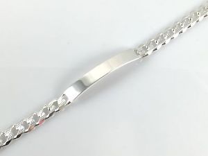 【送料無料】ブレスレット　アクセサリ―　スターリングシルバーパーソナライズレディースブレスレット925 sterling silver personalised ladies curb id pave bracelet 75free engraving