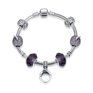 【送料無料】ブレスレット　アクセサリ―　スターリングシルバーブレスレットジルコンガラスリングペンダントデ925 sterling silver bracelet hand chain purple zircon glass ring pendant de