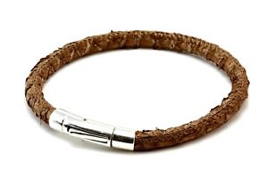 【貨物輸送無料】腕輪 付属品― メンズ秋味mens leather braceletgenuine salmon leathersterling silver claspbrown