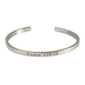 【貨物輸送無料】腕輪 付属品― スターリングシルバーカフブレスレットwomens bible verse sterling silver engraved cuff bracelet  psalm 13914