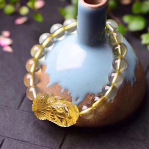 【貨物輸送無料】腕輪 付属品― ブラジルシトリンラウンドビーズブレスレット10粍 natural aaaa brazil citrine quartz crystal round beads pi xiu bracelet