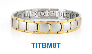 【貨物輸送無料】腕輪 付属品― シルバーメンズチタニウムブレスレットガウスsilver amp; gold  high power mens magnetic titanium bracelet 5000 gauss magnets