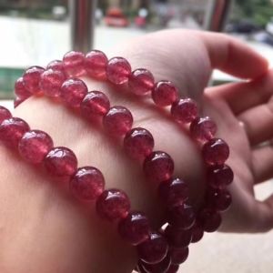 【貨物輸送無料】腕輪 付属品― イチゴクォーツストレッチラウンドビーズブレスレット listing7粍 genuine natural ice red strawberry quartz stretch round beads bracelet
