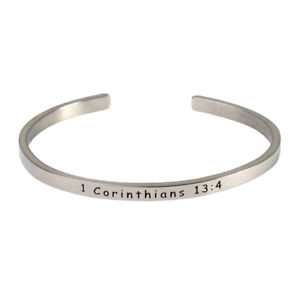 【貨物輸送無料】腕輪 付属品― スターリングシルバーカフブレスレットコリントwomens bible verse sterling silver engraved cuff bracelet  1 corinthians 134