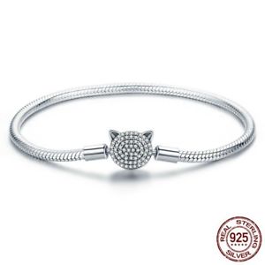 【貨物輸送無料】腕輪 付属品― チェーンブレスレットスターリングシルバーwomen cz snake strand chain bracelet sterling silver cute cat glittering jewelry