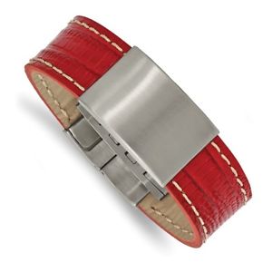 【貨物輸送無料】腕輪 付属品― チゼルステンレススチールブラシブレスレットchisel stainless steel brushed red leather 8 id bracelet srb21208