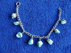 【貨物輸送無料】腕輪 付属品― レディースターコイズチェーンブレスレットladies turquoise and chain bracelet with winking cat