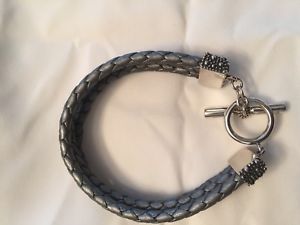 【送料無料】ブレスレット　アクセサリ―　michealドーキンススターリンググレートグルブレスレット634micheal dawkins sterling silver grey leather toggle bracelet 6 34 17,505円