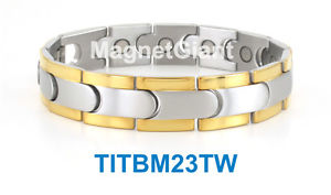 【貨物輸送無料】腕輪 付属品― ゴールドメンズチタニウムブレスレットガウスgold amp; silver  high power mens magnetic titanium bracelet 5000 gauss magnets