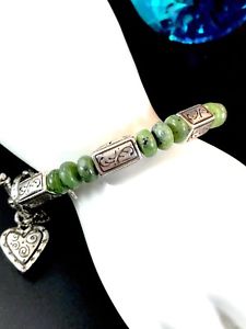【貨物輸送無料】腕輪 付属品― ブライトンヒスイビードフレンチクオーターブレスレットbrighton silver plated jade bead destiny french quarter heart charm bracelet