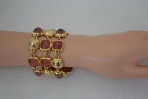 【貨物輸送無料】腕輪 付属品― ロスピンククリスタルチェーンブレスレットkara by kara ross pink crystal goldtone three row chain bracelet 8