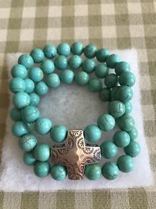 【貨物輸送無料】腕輪 付属品― ストレッチブレスレットスターリングクロスドルsilpada b3009 devotion howlite stretch bracelet amp; sterling siver cross 99 bnib