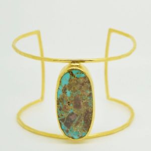 【貨物輸送無料】腕輪 付属品― オスマンカフブレスレットターコイズaylas semi precious gem stone ottoman gold plated cuff bracelet turquoise handm