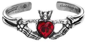 【貨物輸送無料】腕輪 付属品― ッドクラダナイトカフブレスレットスケルトンハートゴシックcladdagh by night cuff bracelet skeleton hands red heart alchemy gothic a114