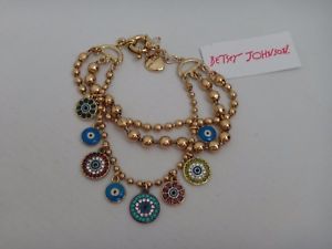 【貨物輸送無料】腕輪 付属品― ジョンソンローチェーンゴールドトーンブレスレット listingbetsey johnson womens 8 charm evil eye 3row chain gold tone bracelet crystals