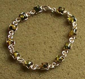 【貨物輸送無料】腕輪 付属品― シルバーバルトグリーンアンバーブレスレットsilver 925*  baltic  green    amber  bracelet women