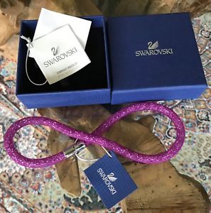 【送料無料】ブレスレット　アクセサリ―　genuineスワロフスキーfuschiastardustダブルブレスレット ミディアムgenuine swarovski purple fuschia crystal stardust double bracelet medium