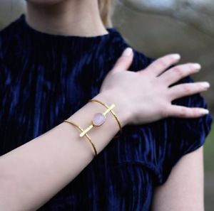 【貨物輸送無料】腕輪 付属品― オスマンカフブレスレットピンクaylas semi precious gem stone ottoman gold plated cuff bracelet pink chalcedony