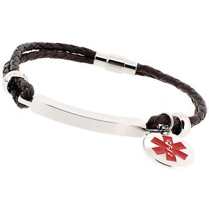 【送料無料】ブレスレット　アクセサリ―　メンズウィメンズファッションライフアラートブレスレットmens womens fashion life saving engraved medical sos id alert leather bracelet