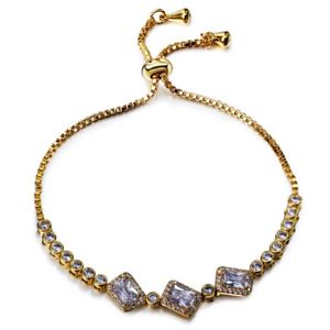 【貨物輸送無料】腕輪 付属品― ホワイトジルコンテニスsparkly腕輪fashion sparkly shiny clear white zircon tennis gold plated adjustable bracelet