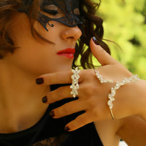 【貨物輸送無料】腕輪 付属品― シルバーハンドカフブレスレットリングハーネススレーブパームcharm silver hand cuff bracelet statement finger ring harness slave palm jewelry