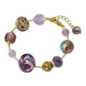 【貨物輸送無料】腕輪 付属品― ベニスムラノガラスブレスレットgrazianagraziana shades of purple venetian murano glass bracelet
