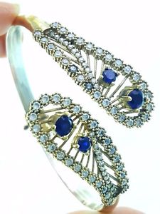 【貨物輸送無料】腕輪 付属品― トルコトルコ925スターリングサファイアカフスブレスレット1426turkish ottoman handmade jewelry 925 sterling silver sapphire cuff bracelet 1426
