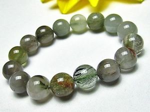 【貨物輸送無料】腕輪 付属品― 12粍ルチルブレスレットgift bl166112粍 natural green stripe rutilated quartz crystal round bracelet gift bl1661