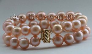 【送料無料】ブレスレット　アクセサリ―　8 11mmピンクダブルパールブレスレット14kf23158 double genuine natural 11mm pink round pearl bracelet 14k f2315 17,745円