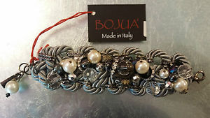 【送料無料】ブレスレット　アクセサリ&mdash;　ブレスレットビーズパールグレービーズスワロフスキークリスタルbracelet braided in bead pearl grey with beads and swarovski crystals｜hokushin